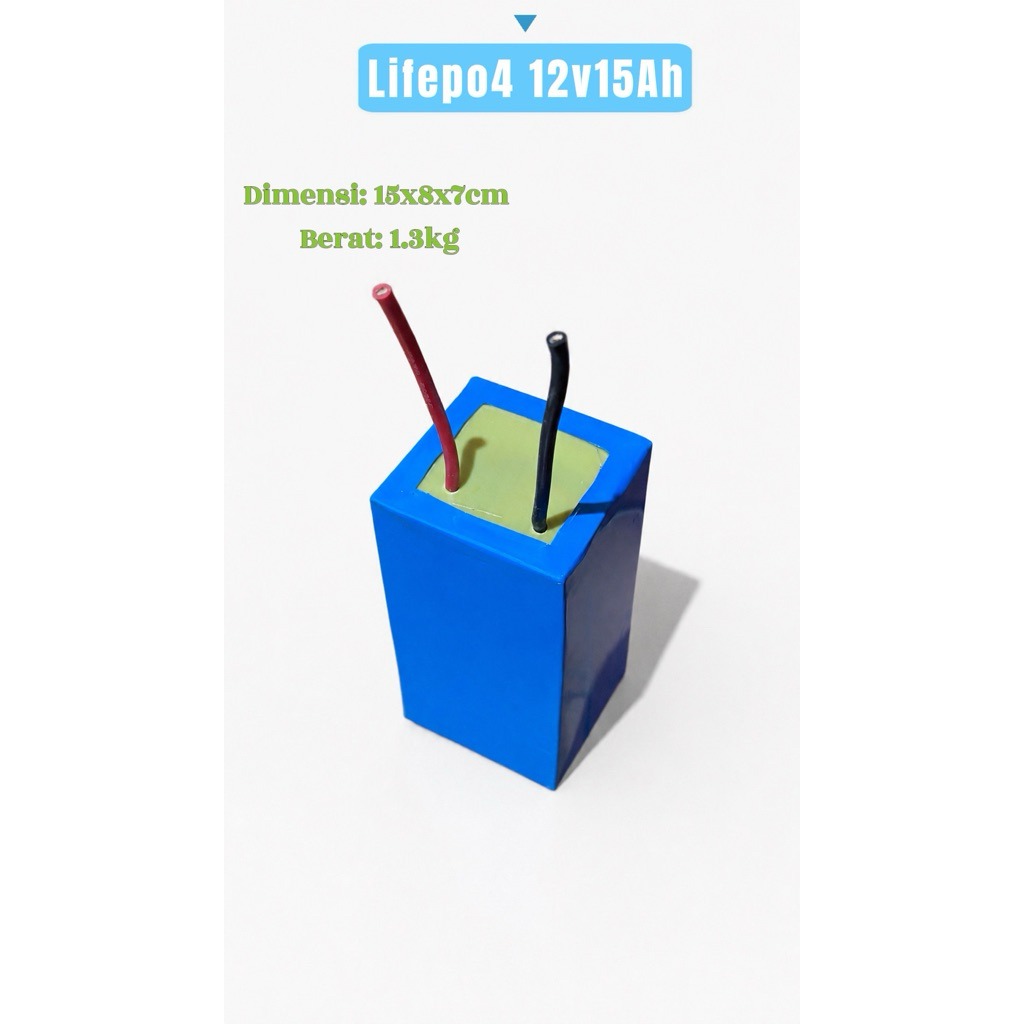 baterai lifepo4 12v15Ah siap pakai setrum ikan, sprayer