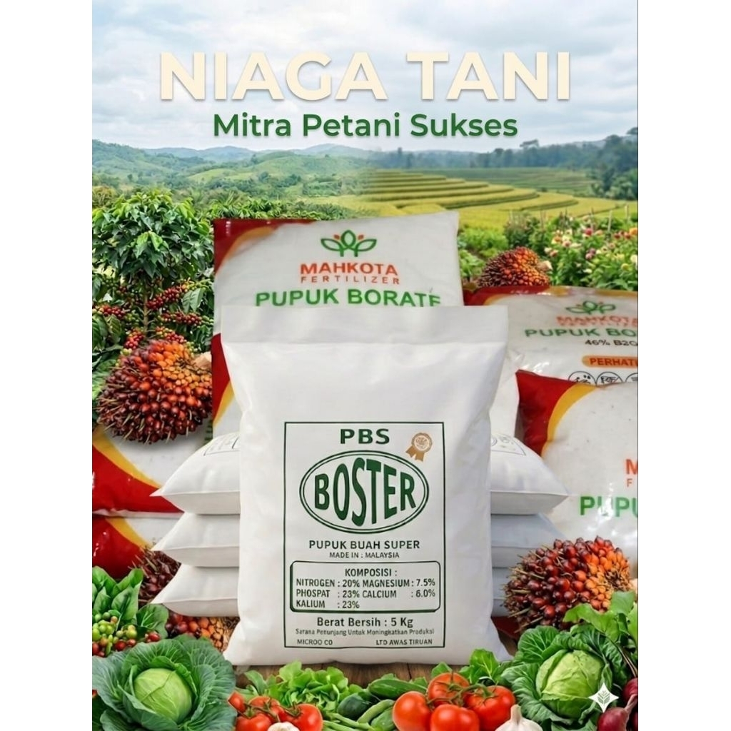 PAKET HEMAT boster kemasan 5 kg dgn kandungan unsur hara makro  dan mahkota borate dgn kandungan uns