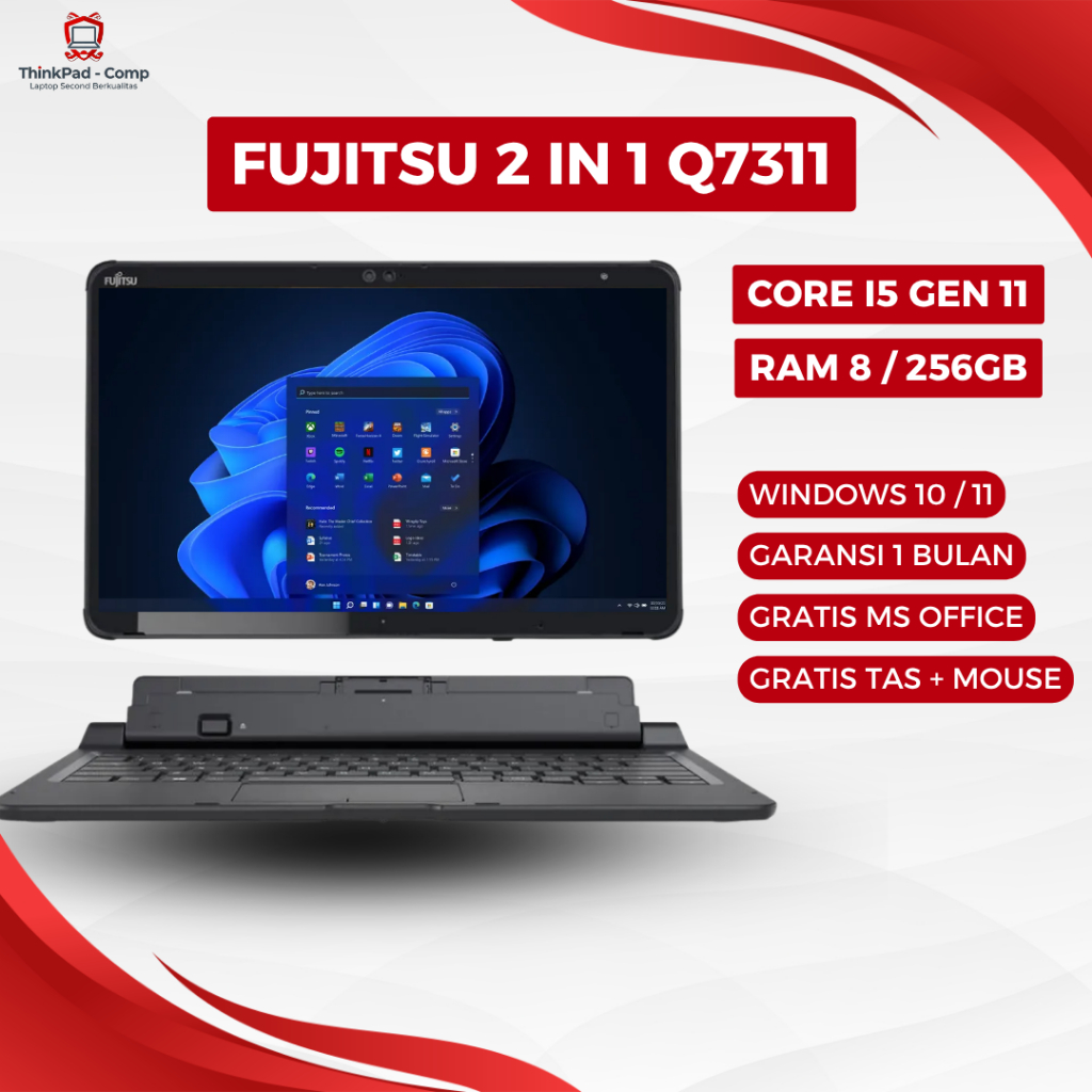 Laptop Fujitsu Q7311 2in1 Intel Core i5 Gen 11 RAM 8GB SSD 256GB Laptop Tablet Stylus Pen Original |