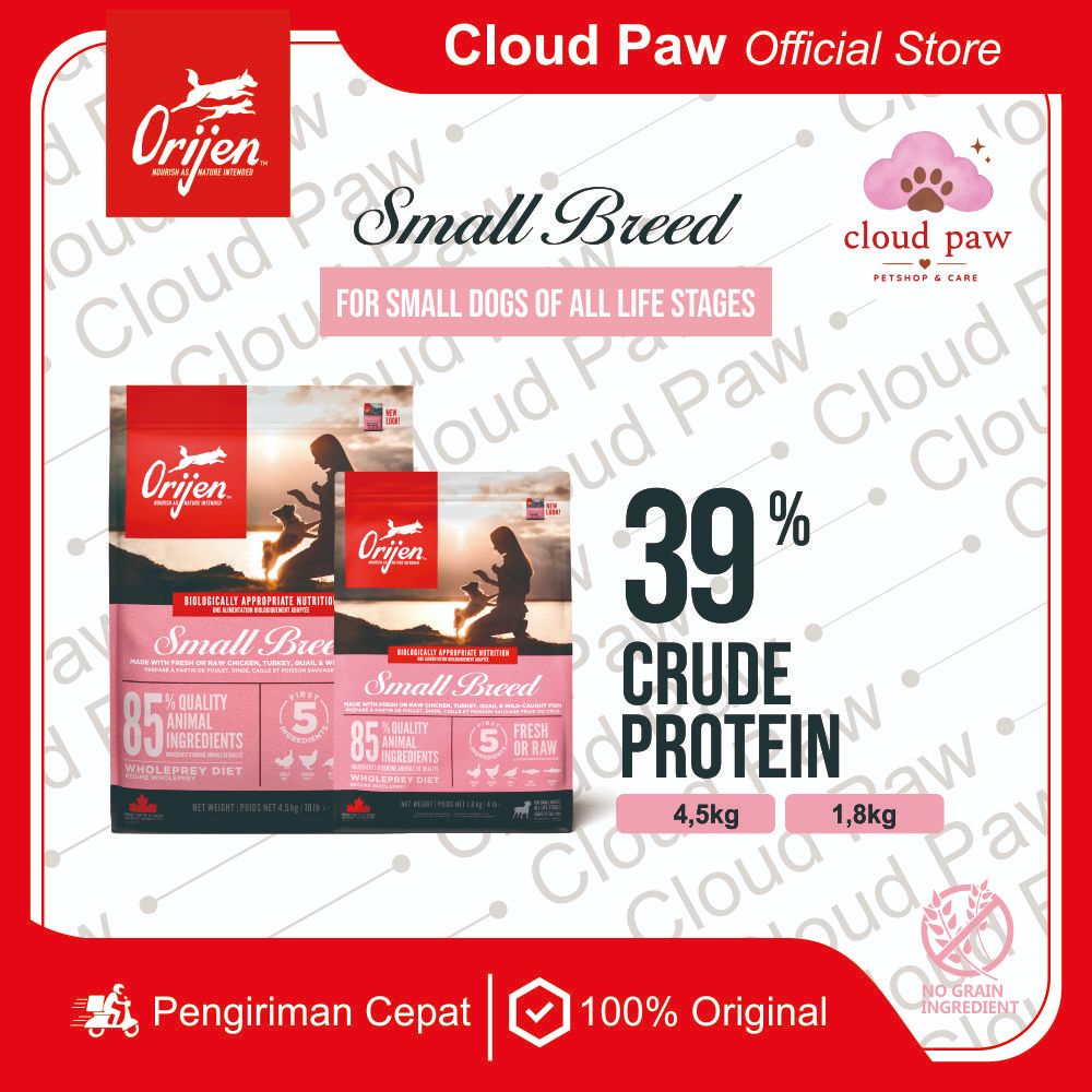 ORIJEN Small Breed Dry Dog Food Premium 1,8kg / 4,5kg | Makanan Anjing Ras Kecil All Life Stages