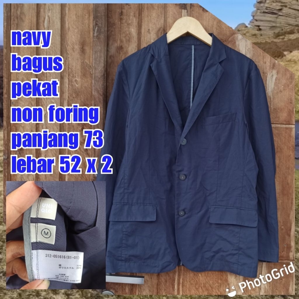 jaket outer jas blazer slim uniqlo navy