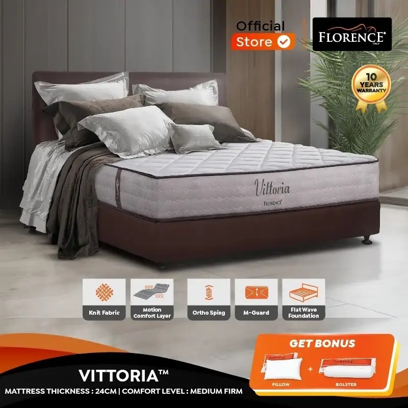 FLORENCE Vittoria [Medium Firm] - Kasur Spring Bed [Full Set]