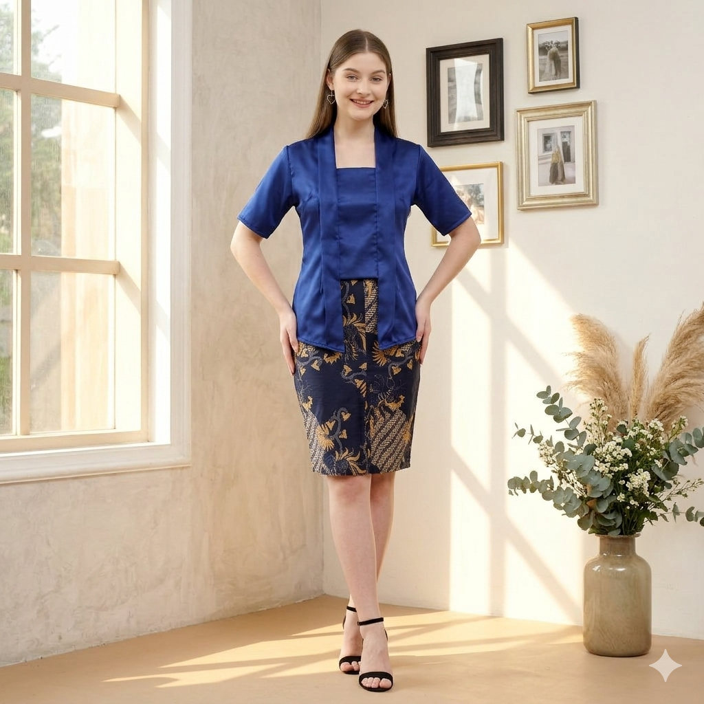 Terbaru Setelan Kebaya Kutubaru Dewasa Full Set - Kebaya Kutu Baru Rok Batik Span - Baju Kebaya Kond