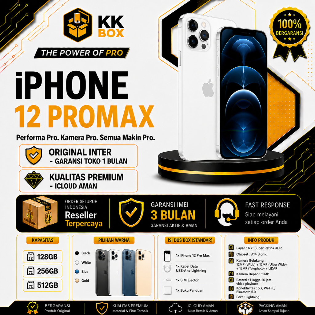 APPLE IPHONE 12 PRO MAX 128GB 256GB SECOND FULLSET MULUS ORIGINAL GARANSI