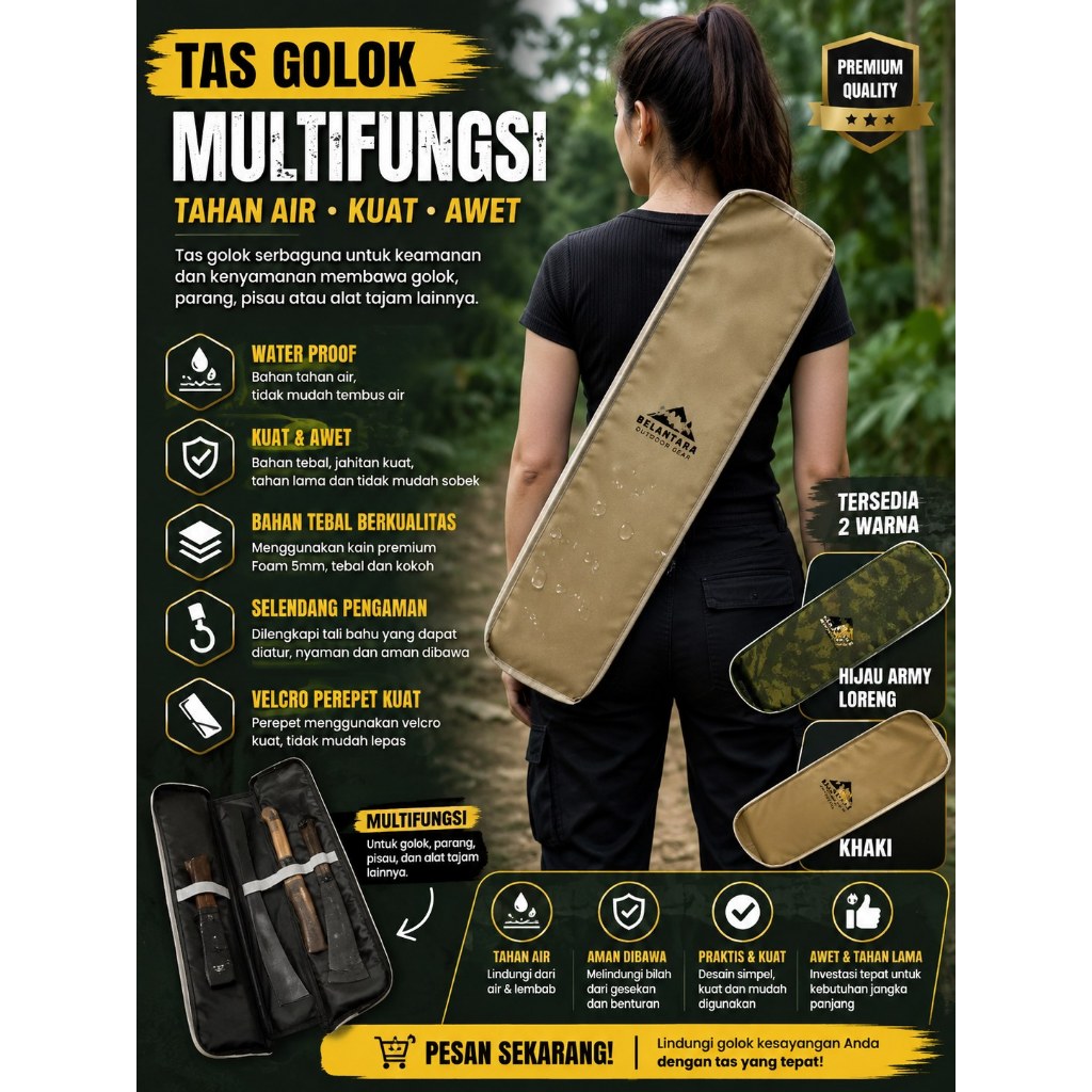 Tas Golok Pisau Bor Obeng Gergaji Alat Perkakas Joran Pancing Busur Panah Toolkit Bag Multifungsi Be