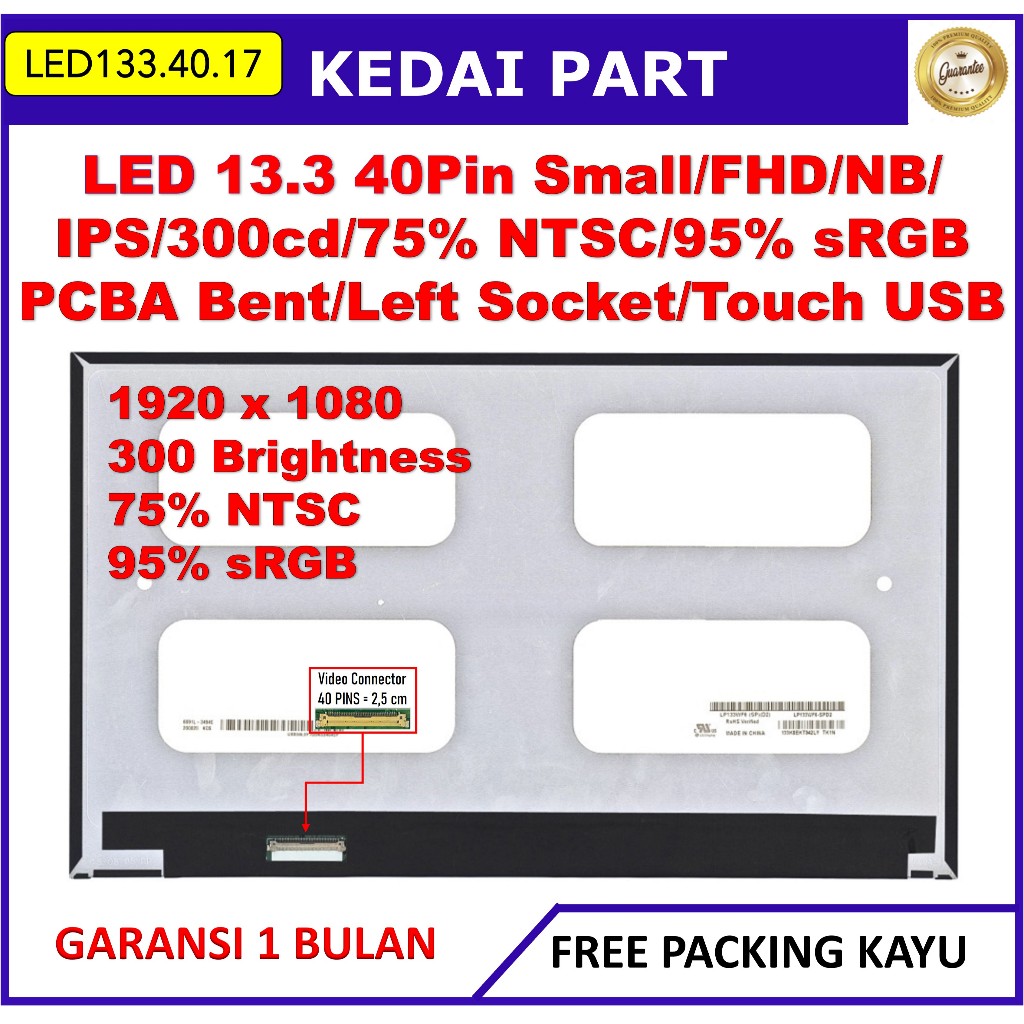 LCD LED NEC Versa Pro-VK23TGVGU 13.3 Inch FHD Touchscreen LP133WF6-SPD2