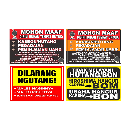 STICKER WARUNG HUTANG STIKER DI LARANG HUTANG
