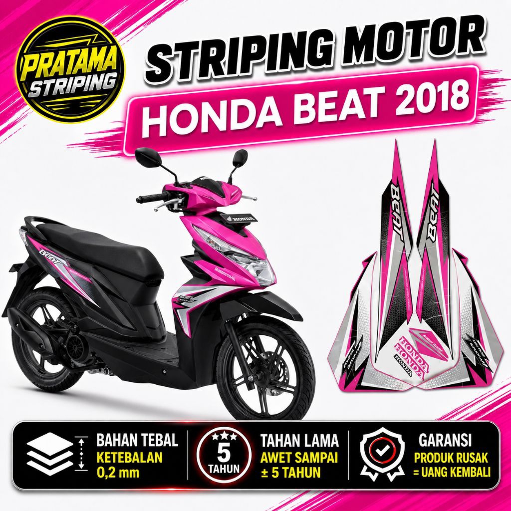STRIPING HONDA BEAT 2018 MERAH BIRU HIJAU PINK PUTIH HITAM STICKER LIS LIST HONDA BEAT 2018 MERAH BI