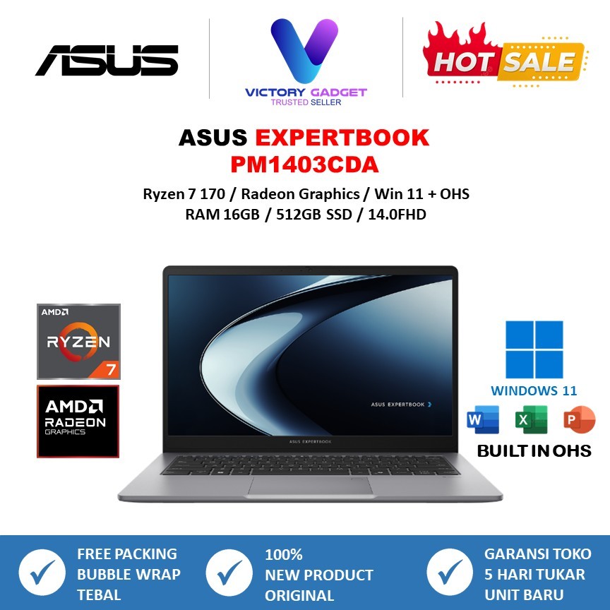 ASUS ExpertBook PM1403CDA Ryzen 7 170 16GB 512GB W11 OHS 14.0FHD