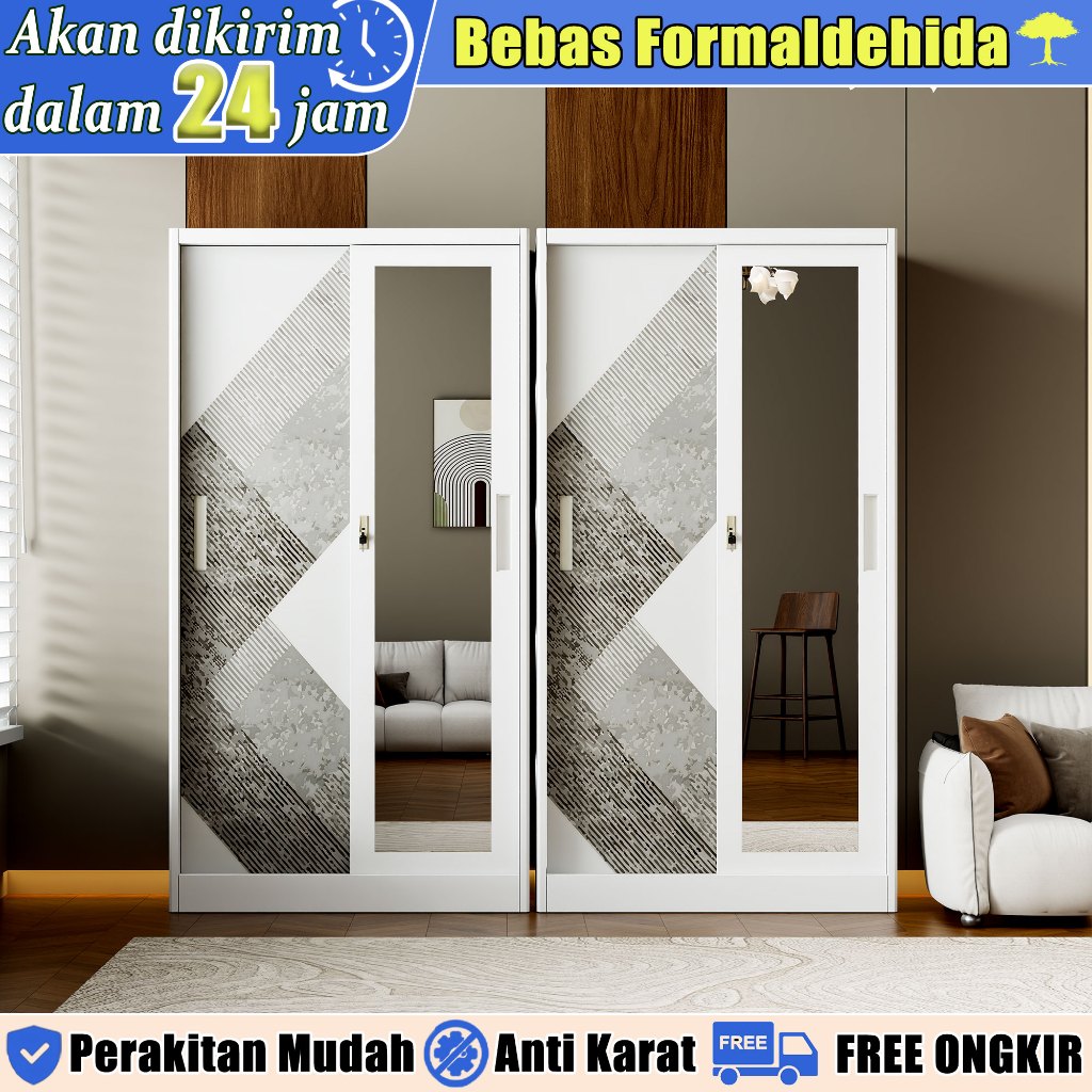 kemasan kayu,lemari pakaian besi sliding,lemari Baju,rak pakaian,pintu geser yang dapat dikunci, ber