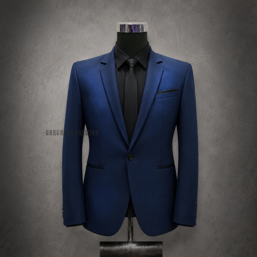 jas pria navy blue biru dongker mode rizen slimfit realpic original berkualitas premium quality