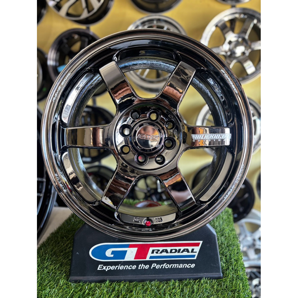 velg te37 r16 black chrome pcd 4x100/114 kondisi baru