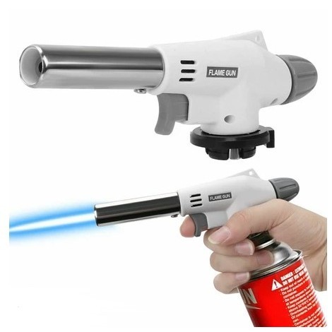 (JGS) Flame BBQ White Portable Gas Blow Torch Butane LAS api jet korek pemantik pematik hi cook