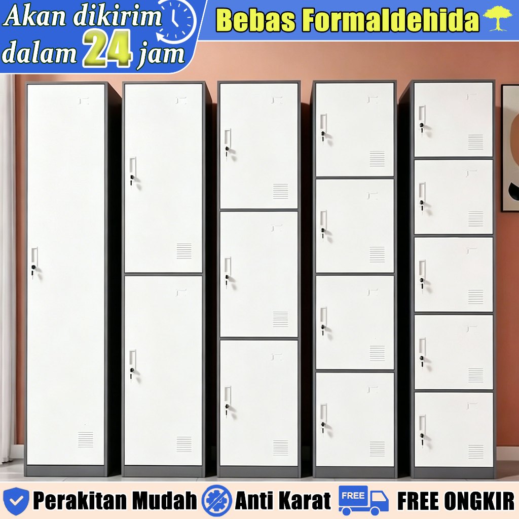 Lemari Arsip Baja Ringan Tahan Lama | Pengiriman Cepat Lokal | Lemari Penyimpanan Besi Multi-Pintu D