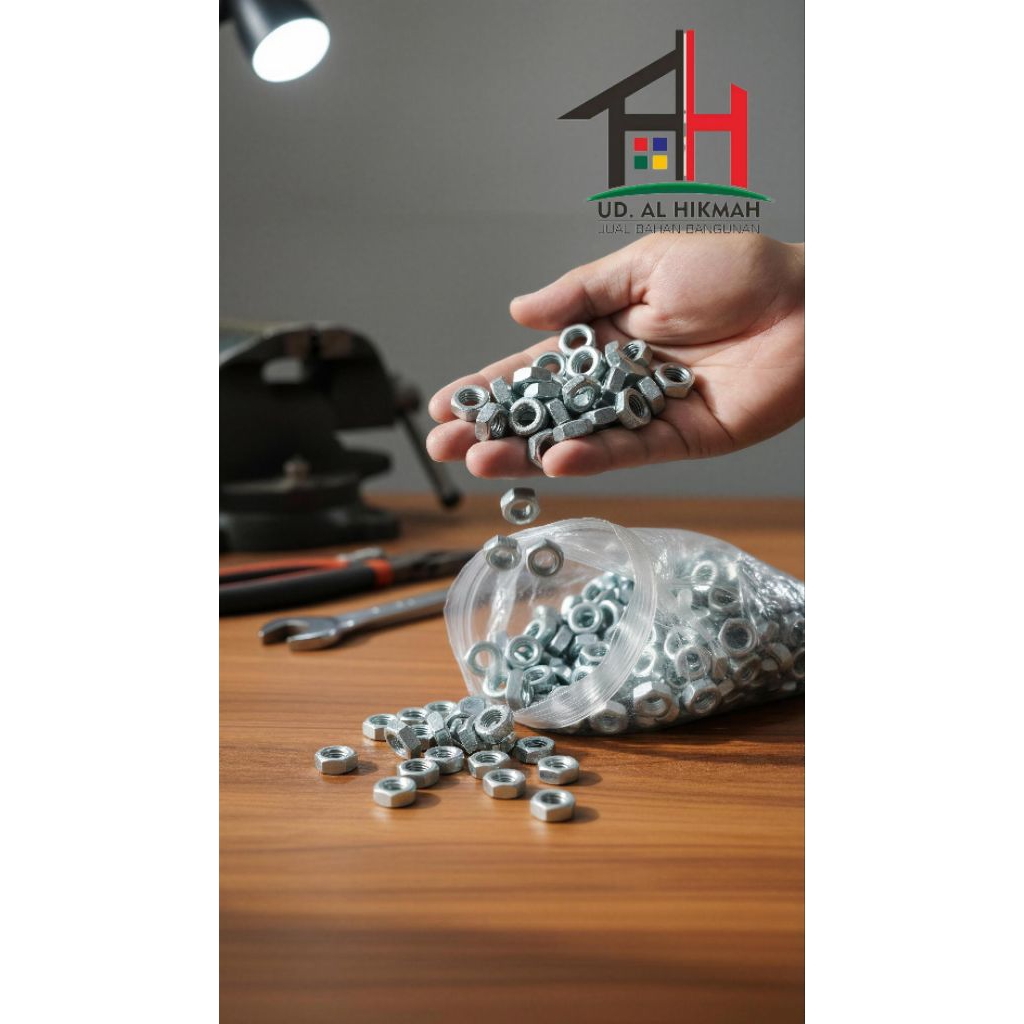 MUR 8MM MUR 8 MM ISI - HEXAGON NUT M8 - MUR KUNCI 12MM PUTIH