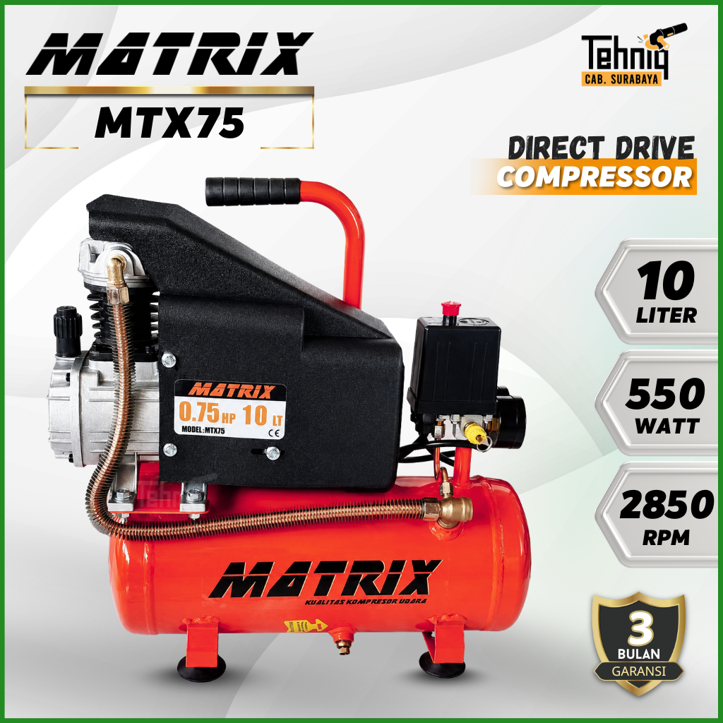 Mesin kompressor Listrik MATRIX MTX75 Air Compressor Portable 3/4 HP 10 Liter