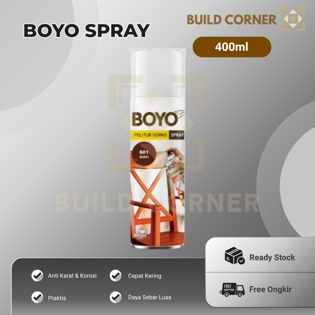 Boyo Spray Vernis Politur 400ml / Politur Vernis Kayu Semprot
