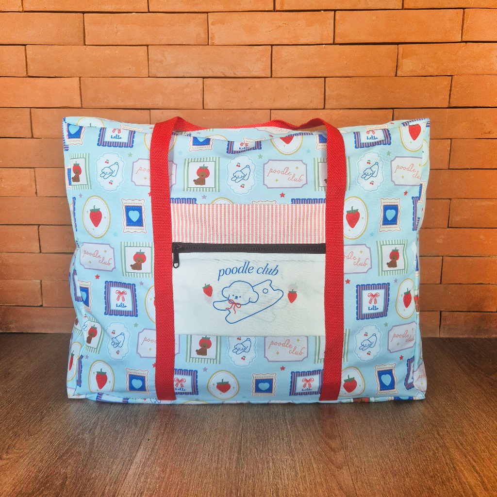 Folded Travel Bag - Poodle & Strawberry