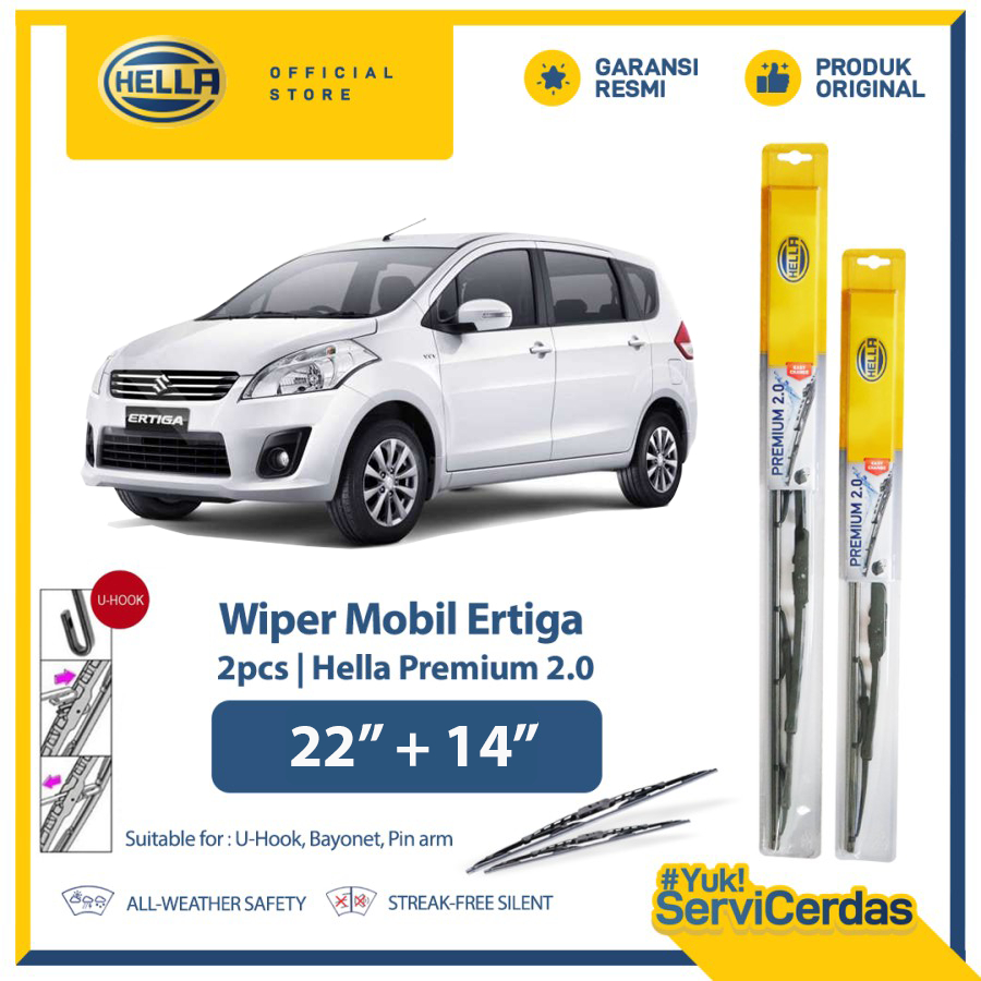 Wiper Mobil SUZUKI Ertiga 22” + 14” (2pcs) - HELLA Premium 2.0