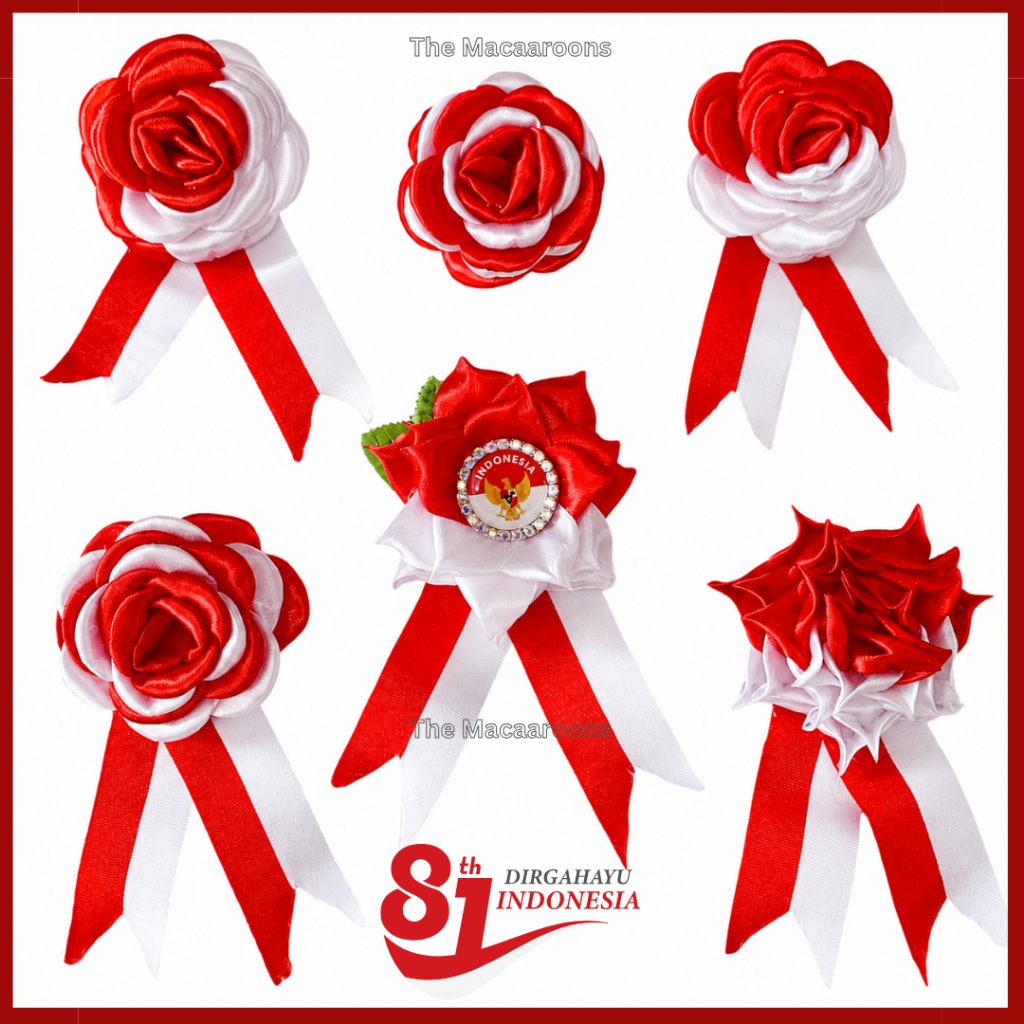 GROSIR Bros Pita Peniti Premium Bendera Merah Putih Handmade - Bross Gardenia Aksesoris Baju Hijab