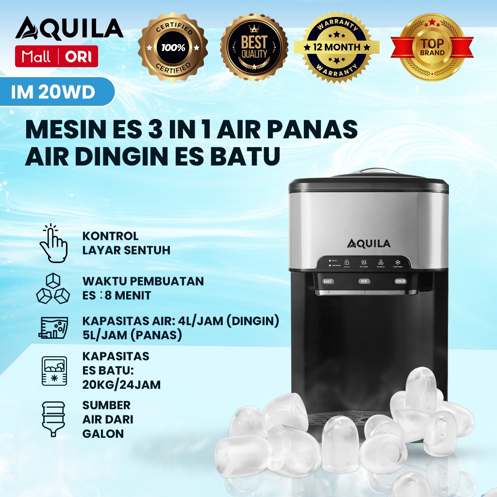 Aquila IM 20wd Dispenser Multifungsi 3 in 1 Air Panas-Dingin-Es  |  Dispenser Air Panas & Dingin dan