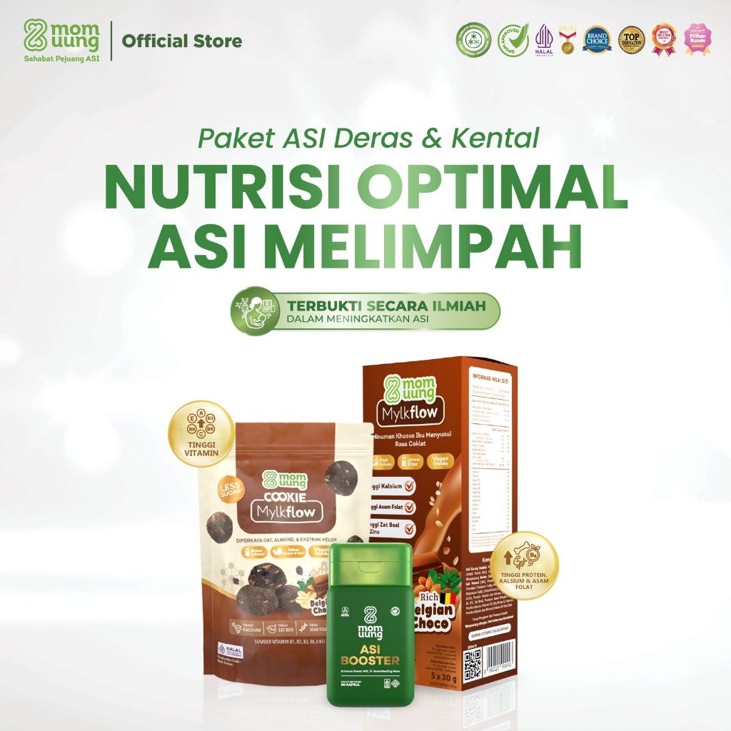 Mom Uung Paket ASI Deras Kental - ASI Booster + Cookie Mylkflow 120 gr + Susu Mylkflow 5 Sachet - Pe