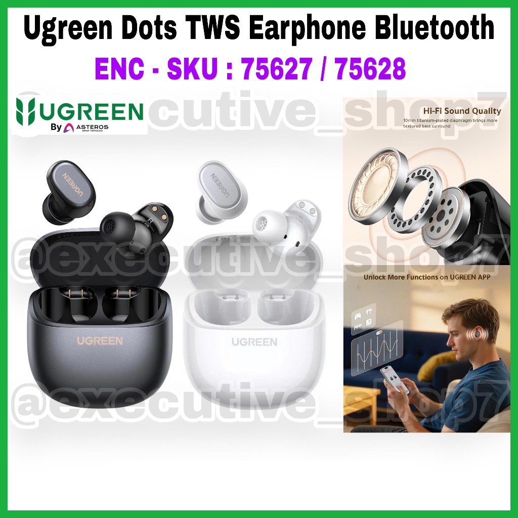 Ugreen Dots TWS Earphone Bluetooth ENC - SKU : 75627 / 75628