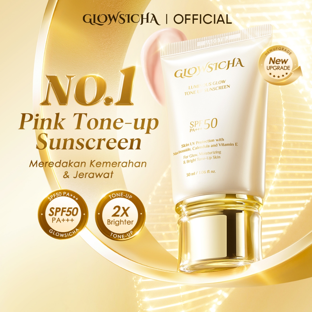 Glowsicha - Luminous Glow Tone Up Sunscreen SPF 50 PA+++ Sunscreen Ringan Dengan Niacinamide Tidak l