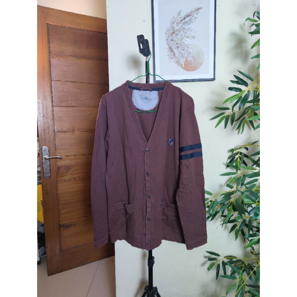 Cardigan Academia Unisex Coklat Mahogany