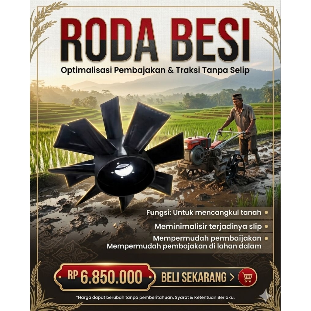Roda Besi Traktor Sawah