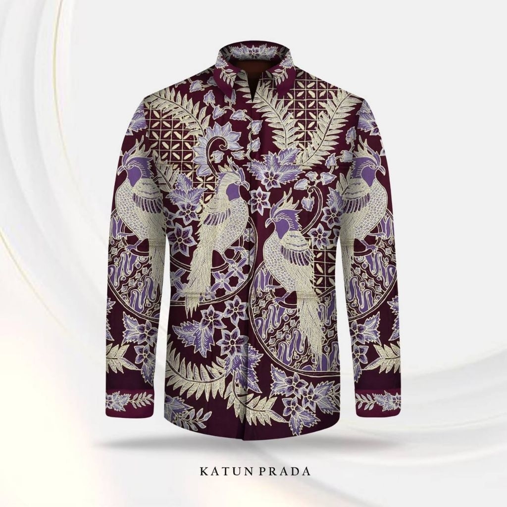 kain batik tulis pria bahan katun kain batik tulis prada warna Burgundy ungu lilac hitam merah