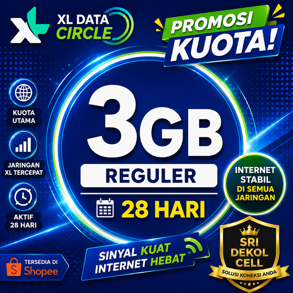 XL Data Circle 3GB Reguler 28 Hari Murah | Kuota XL 3GB Aktif 28 Hari | Paket Internet XL Promo