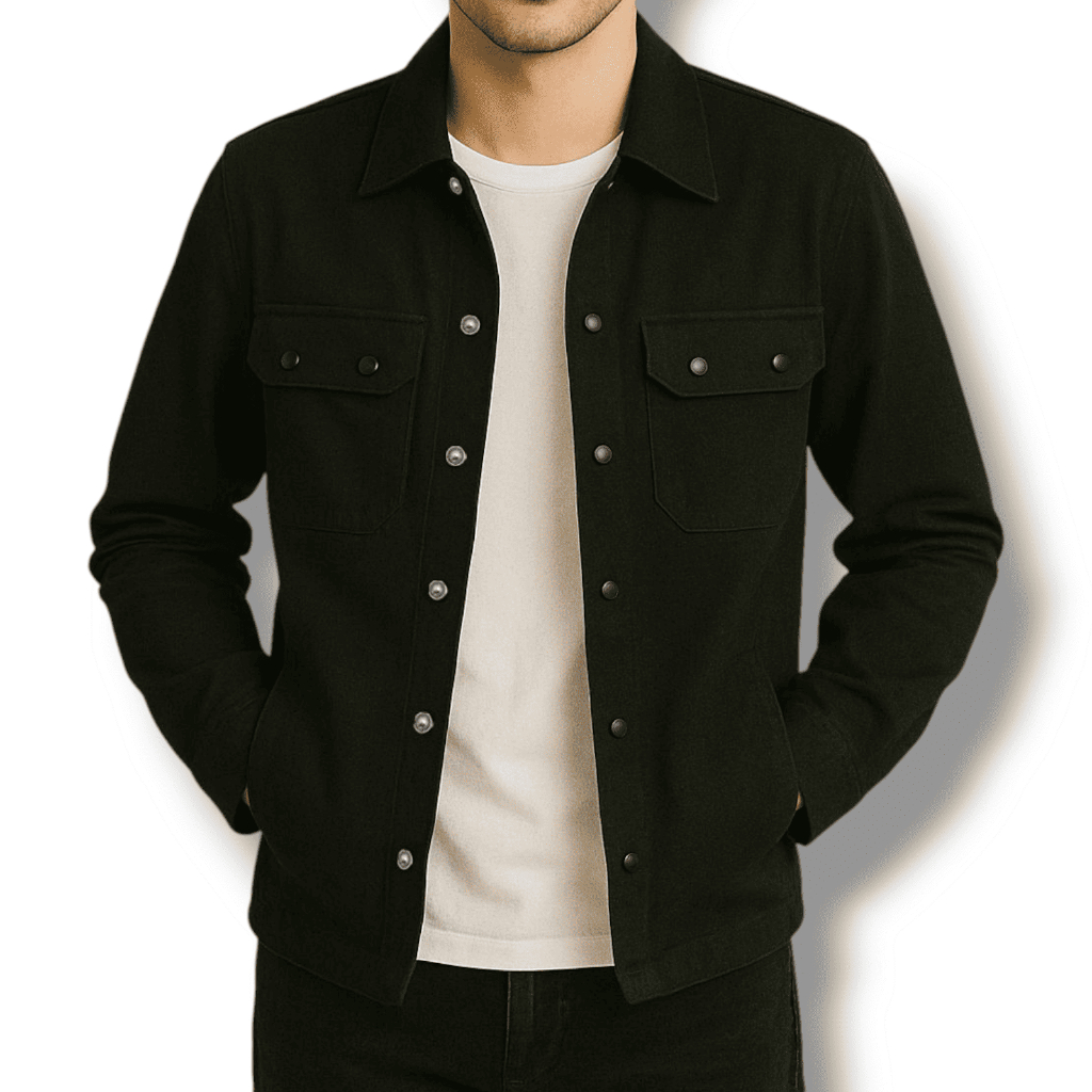 Jaket Pria Semi Parka Baju Cowok Polos Trucker Lengan Panjang Hitam Distro Keren Murah Terbaru Motor