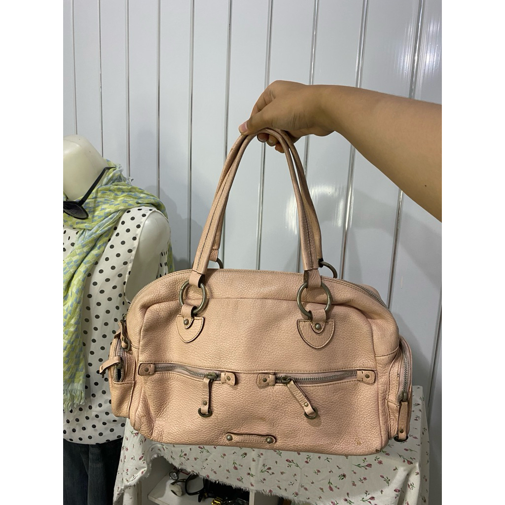 GOBELINI Pink Vintage Real Leather Shoulderbag