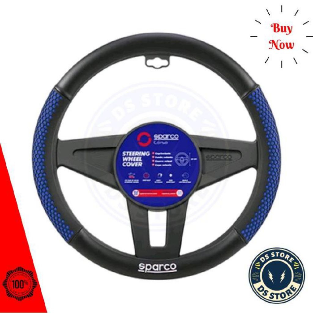 Sparco Cover Steering Wheel Gridline Pvc Sarung Stir Mobil Universal