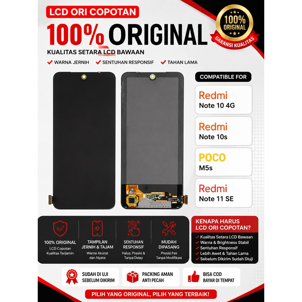 LCD ORIGINAL COPOTAN 100% UNTUK REDMI vs NOTE 10 4g / NOTE 10s / NOTE 11 Se / POCO M5s