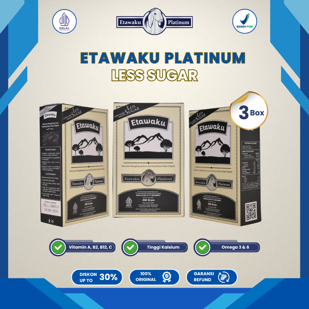 Etawaku Platinum Less Sugar Susu Kambing Etawa Untuk Atasi Nyeri Tulang Sendi dan Sesak Napas 3 Box