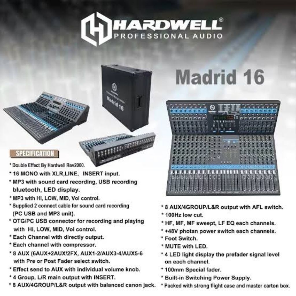 HARDWELL MADRID 16 MIXER AUDIO HARDWELL 16 CHANNEL