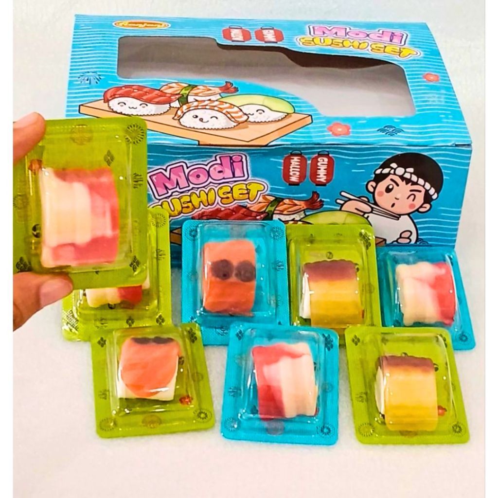 Exp SEP 2027 - (1 Box Isi 24Pcs) Ranjani MODI SUSHI SET - Permen Gummy & Marshmallow Bentuk Sushi Bo