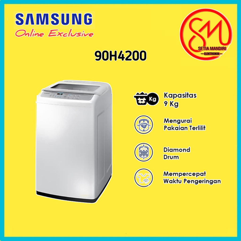 SAMSUNG Mesin Cuci 1 Tabung 9 KG 90H4200 Wobble Technology 9KG