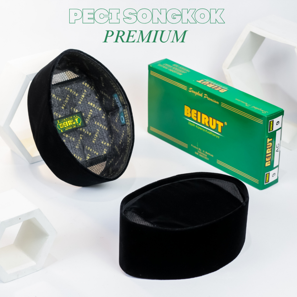 Peci Songkok Beirut AC, Peci Dewasa Pria Kualitas Premium Tersedia Tinggi 7, 8, 9, 10cm