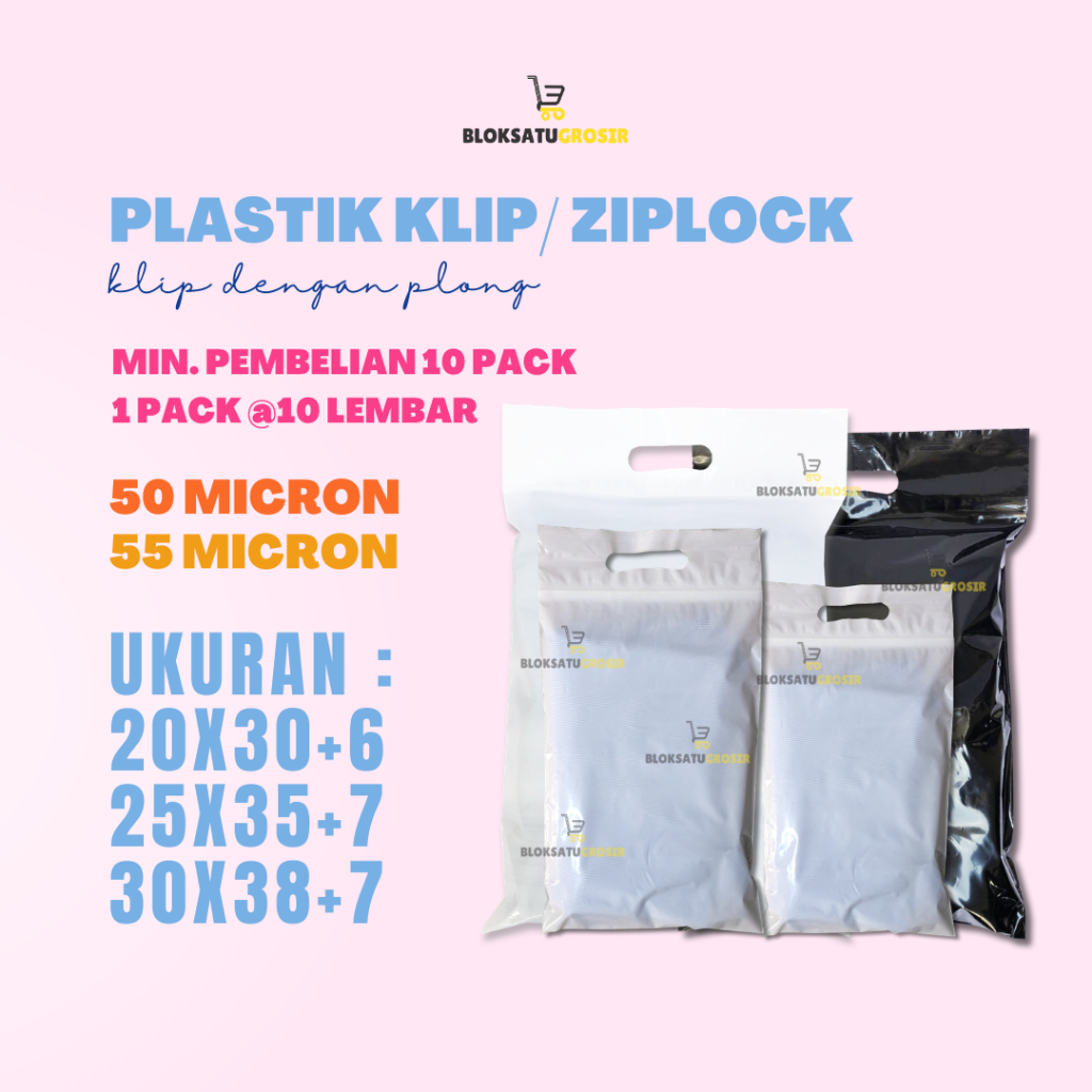 Plastik Ziplock - Ziplock Baju - Plastik Klip Baju - Plastik Klip Besar - Plastik Klip Plong Putih D