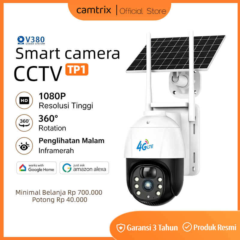 Camtrix Solar camera CCTV 6MP 4G SIM card/WIFI 5G/2.4G Solar CCTV Outdoor Waterproof night vision Tw