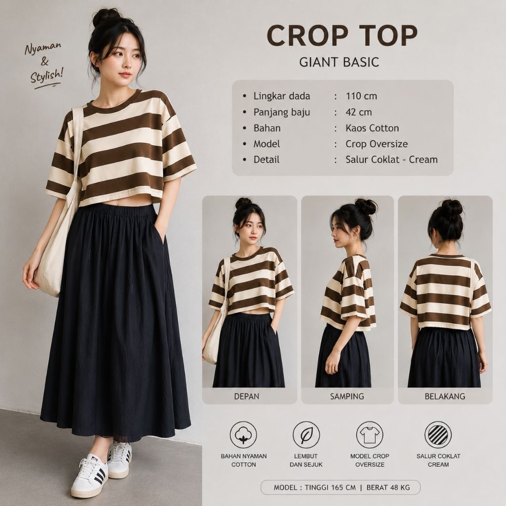 FASHION CROP TOP KAOS GIANT BASIC