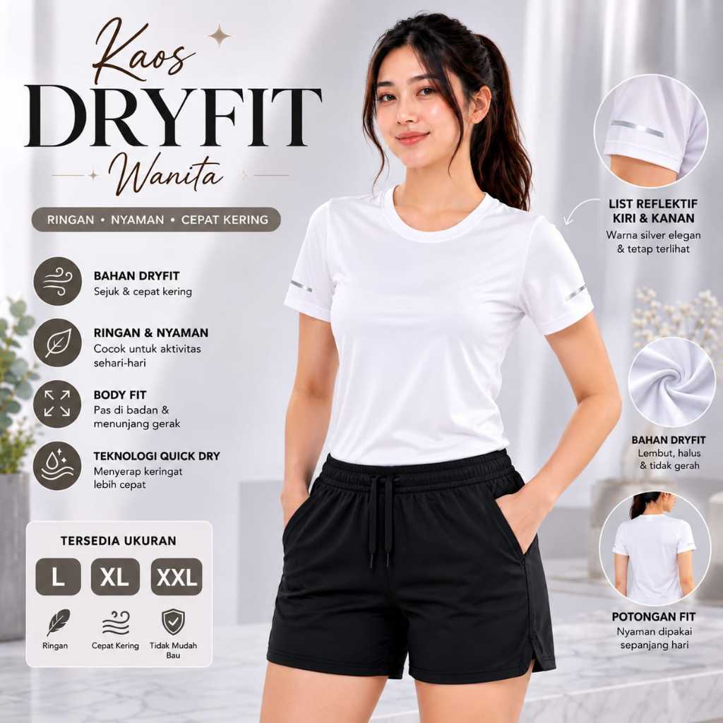 1 set setelan olahraga wanita lengan pendek