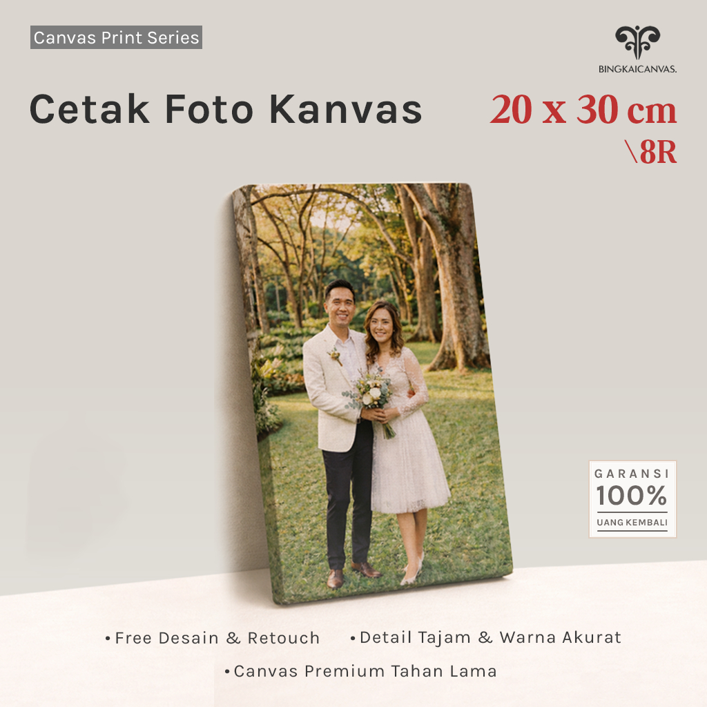 Cetak foto kanvas 20x30cm 8R/Canvas photo printing + spanram