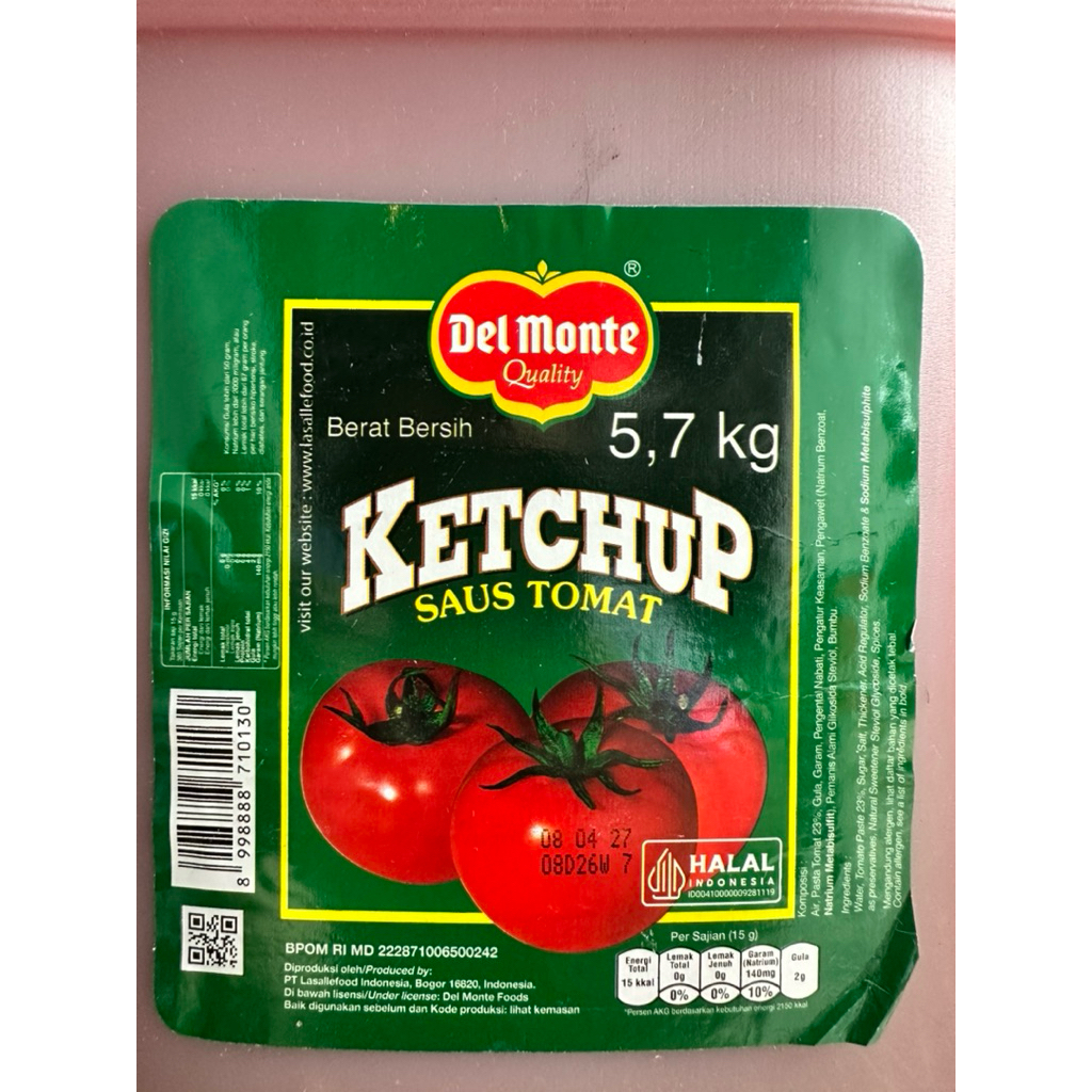 saos tomat ketchup delmonte 5.7 kg