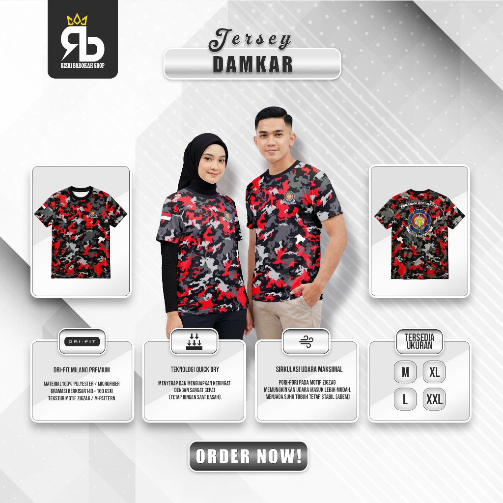 JERSEY OBLONG DAMKAR LORENG FULL PRINT/KAOS DAMKAR FULL PRINT /JERSEY SANTAI DAMKAR/SERAGAM KEBAKARA
