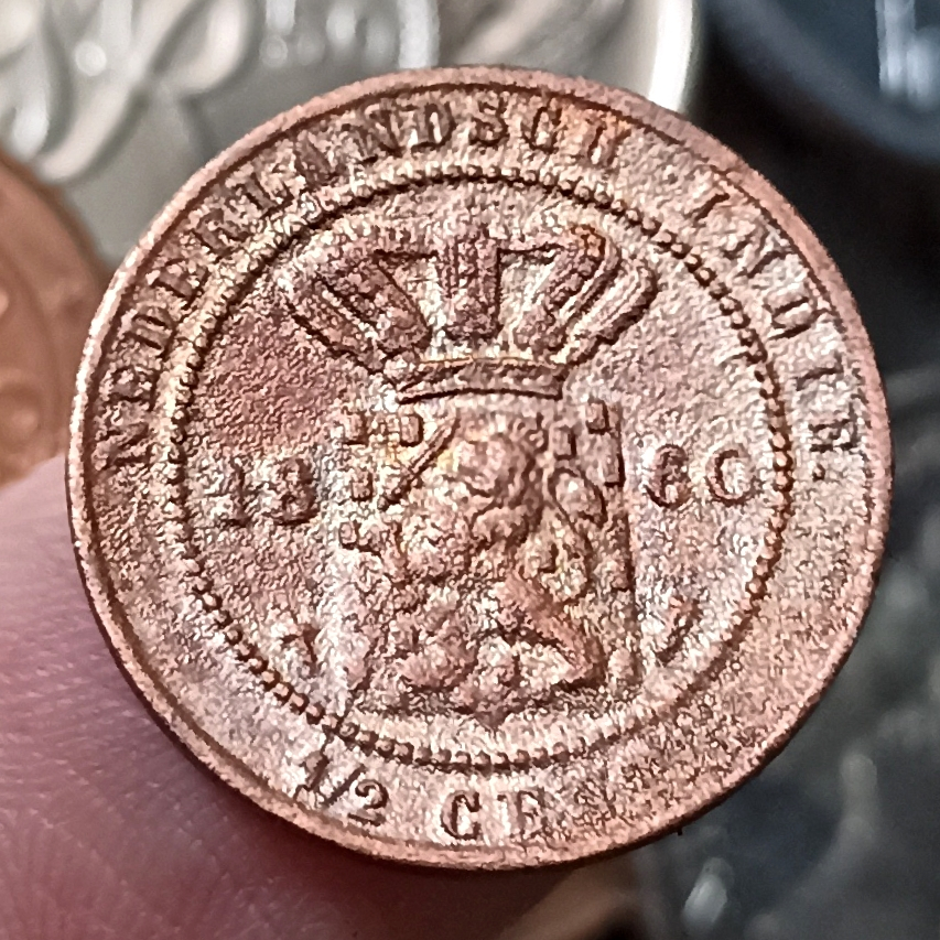Koin Kuno Indonesia 1/2 Cent Tahun 1860