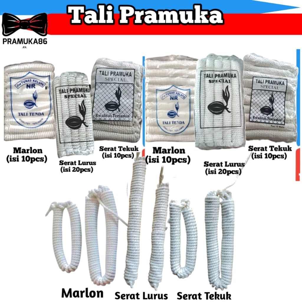 1Pack Tali Pramuka Marlon / Tali Pramuka Serat Tekuk Halus / Tali Serat Lurus Kecil Besar / Tali Tem